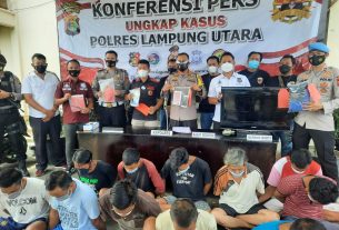Polres Lampung Utara Ringkus 13 Tersangka Kejahatan