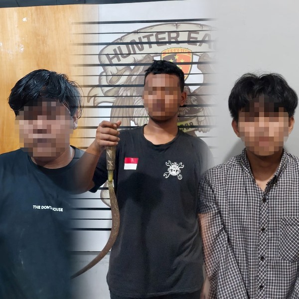 Gelar Patroli Hunting, Tim Patroli Gabungan Polresta Bandar Lampung Amankan 3 Remaja dan Sebilah Senjata Tajam