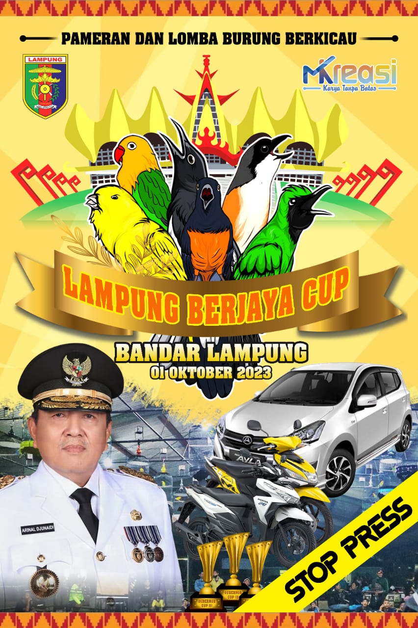 Pemprov Lampung Gelar Event Nasional Pameran dan Lomba Burung Kicau Mania "Lampung Berjaya" 1 Oktober 2023